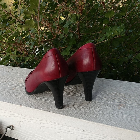 Chadwick Burgundy Loafer Styled Heels - Picture 3 of 8